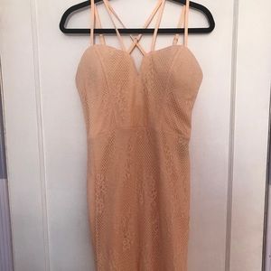 Blush Lace Midi Dress